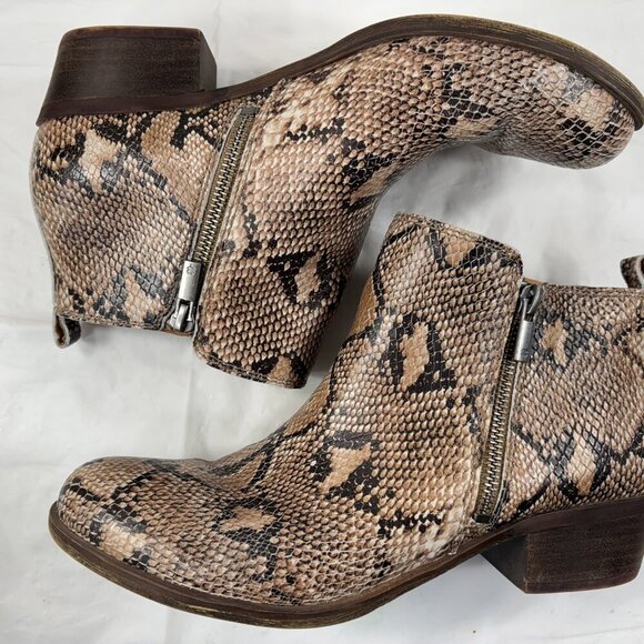Lucky Brand Basel Snake Python Ankle Boots Booties size 9.5 - Picture 7 of 12